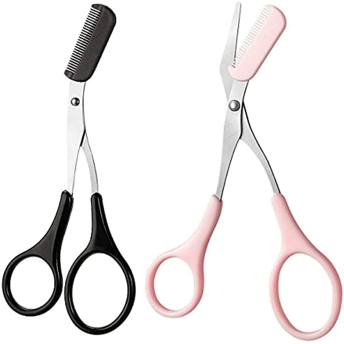 眉毛トリマーはさみ、コーム付きプロフェッショナル眉毛コームはさみステンレス鋼精密眉毛はさみ眉毛トリミングツール小さな眉毛グルーミング美容ツール男性女性 (Bla...