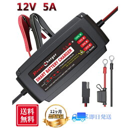 12V バッテリー充電器 バッテリーチャージャー メンテナンス充電器 トリクルチャージ サルフェーション除去 不良バッテリー識別 72時間充電保護 15-100Ah用 全自動4ステージ充電 LED表示 逆接続＆ショート＆過電圧＆過電流保護 自動車 トラック ヨット 草剃り機用