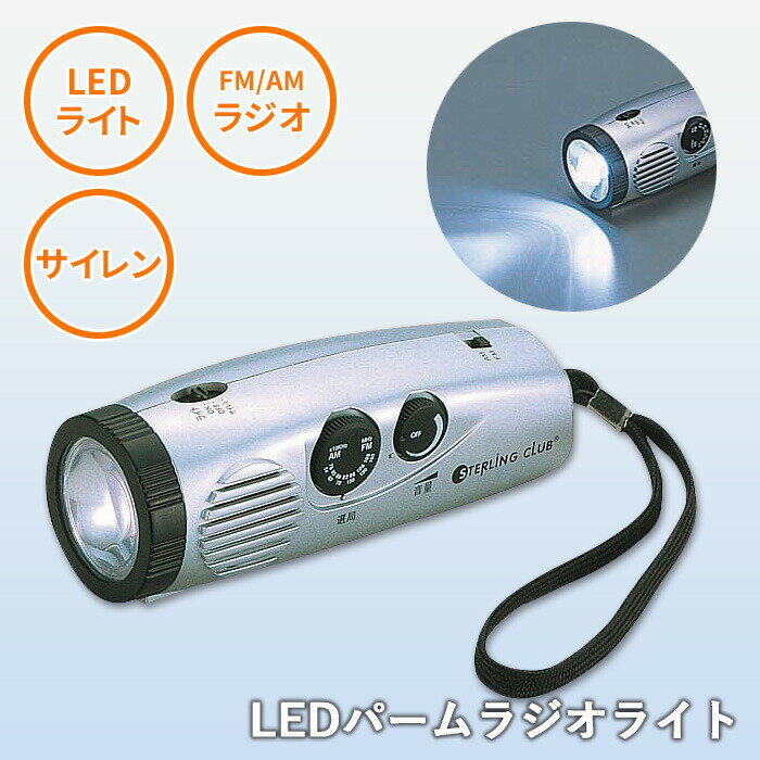 【10％引き】防災グッズ 【LEDパームラジオライト】 防災ラジオ LEDライト 懐中電灯 災害対策 備蓄用 ..