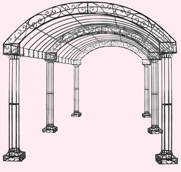アイアン製　バラのパーゴラ【MO-09-02WH 2連結セット】バラアーチ（MO-09-02 + MO-09-02EX）★代引きの場合は別途+10,000円追加送料★