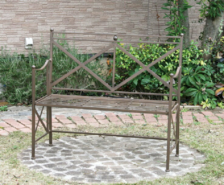 【個人様宛へ発送不可・要事業者名】アイアン製　ブラウン ベンチ　KBB20-01※鉄製 長椅子 遅れ/キャンセル場合あり 代引き+8000円追加送料