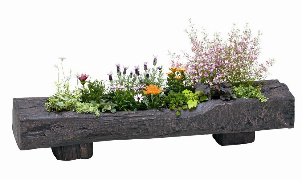 グラスファイバー鉢カバー　枕木プランター120DBR　ダークブラウン※代引きは別途+10,000円追加送料