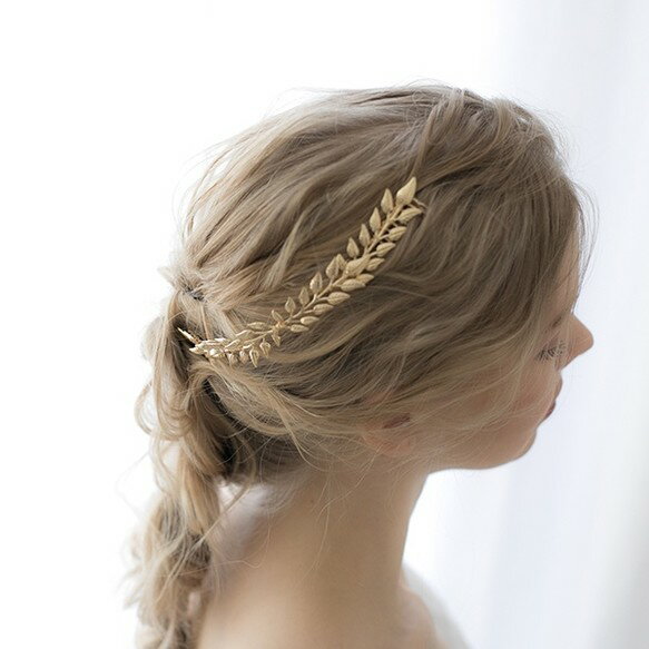 Rakuten - ウエディングヘッドドレス 和装 成人式 パーティ 髪飾り ヘアアクセ【goldの葉】
