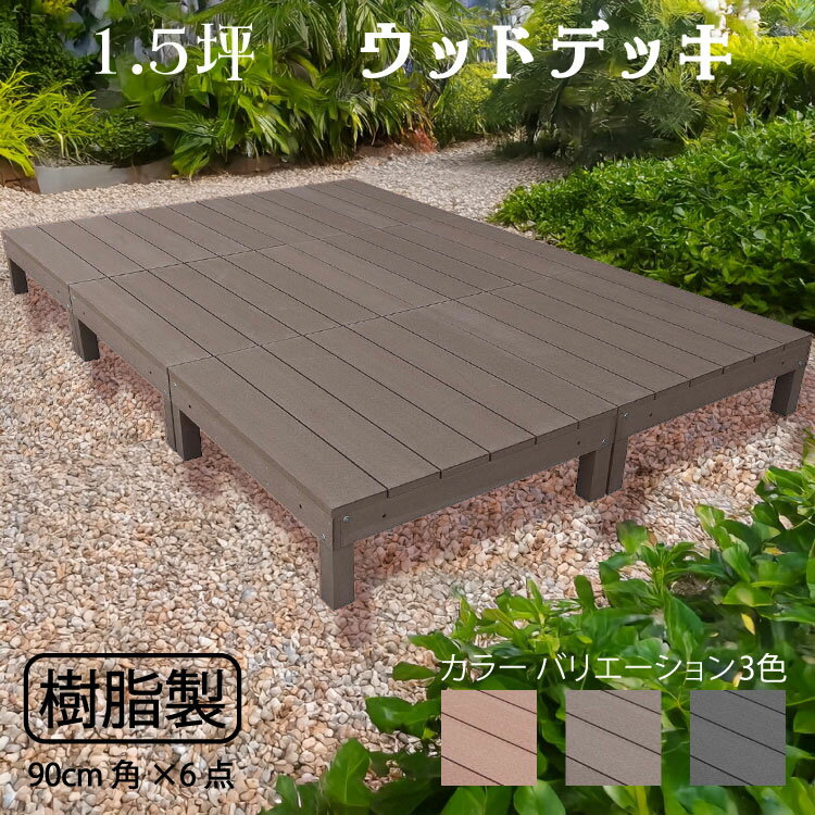 ウッドデッキ 樹脂製 1.5坪 [6点セット] チョコレートブラウン◯ 6ddb A90N|ガーデンファニチャー ウッドデッキ 人工木 置くだけデッキ 掃き出し窓 アウトドアリビング 高耐候性 ガーデンデッキ 頑丈