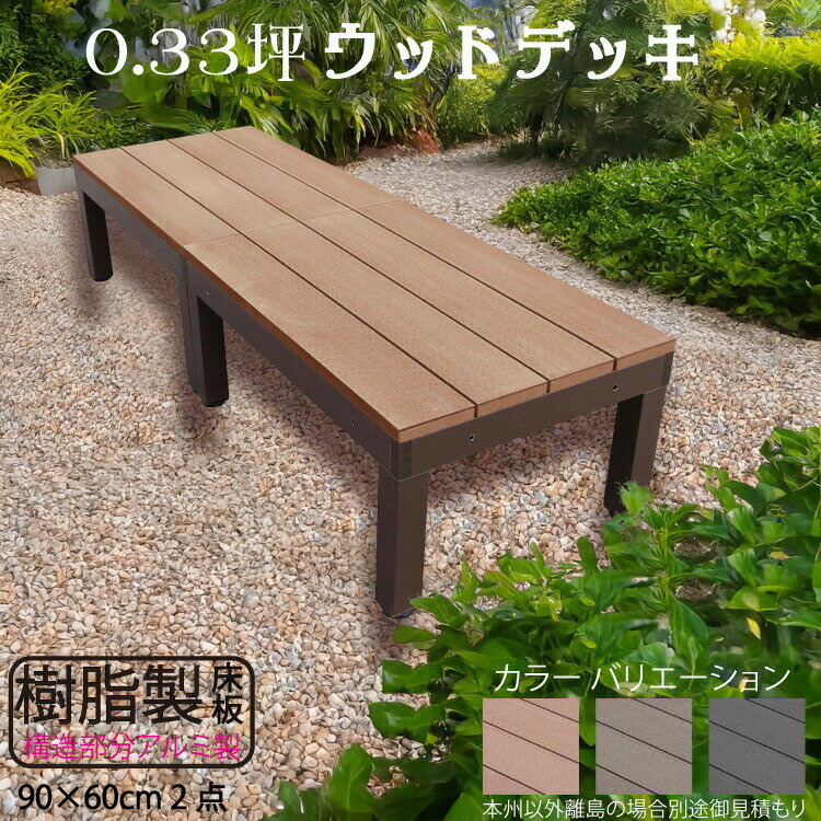 スマートデッキアルミフレーム アルミフレーム＋樹脂床材 約1.1平米 [2点セット] ライトブラウン◯ P60-2dn スマートデッキアルミフレーム P60N|省スペース ウッドデッキ 樹脂製 置くだけデッキ アウトドアリビング 高耐候性