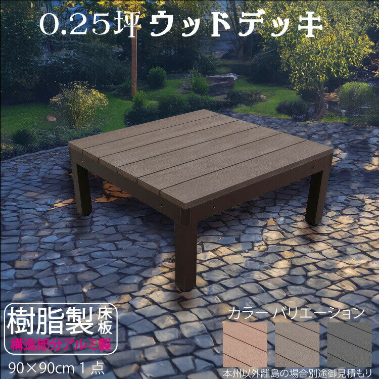 ウッドデッキ アルミフレーム＋樹脂床材 0.25坪 [1点セット] チョコレートブラウン■ P-1ddb P90D|ガーデンファニチャー ウッドデッキ 樹脂製 アルミ製 置くだけデッキ 掃き出し窓 アウトドアリビング