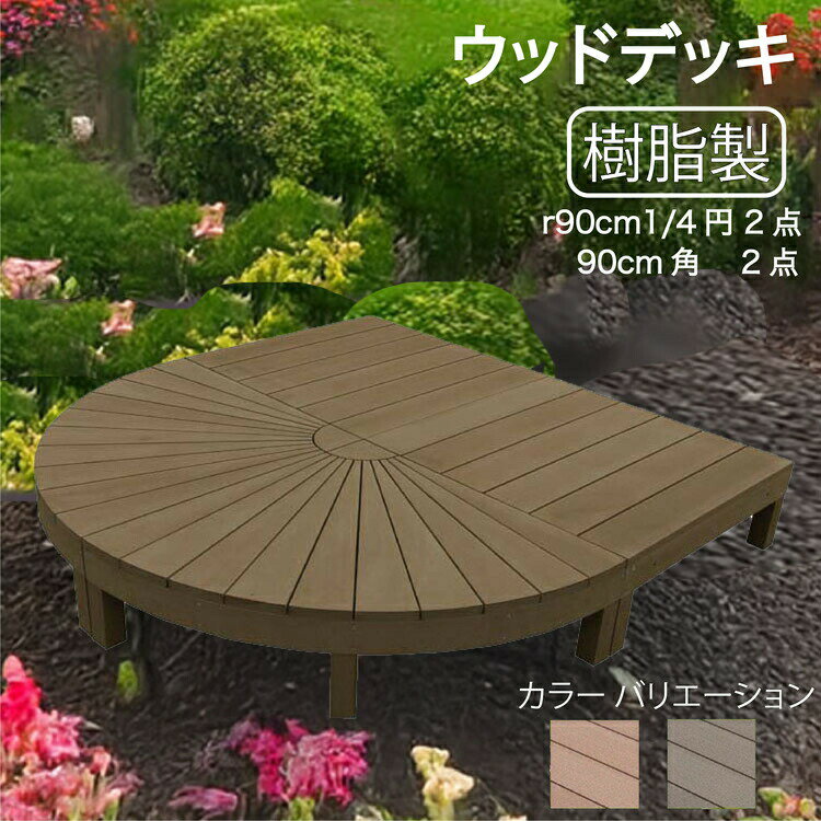 ウッドデッキ 樹脂製 [4点セット] チョコレートブラウン■ 2e2ddb アイウッドステージ R90D A90D|ガーデンファニチャー ウッドデッキ 人工木 置くだけデッキ 掃き出し窓 アウトドアリビング 高耐候性