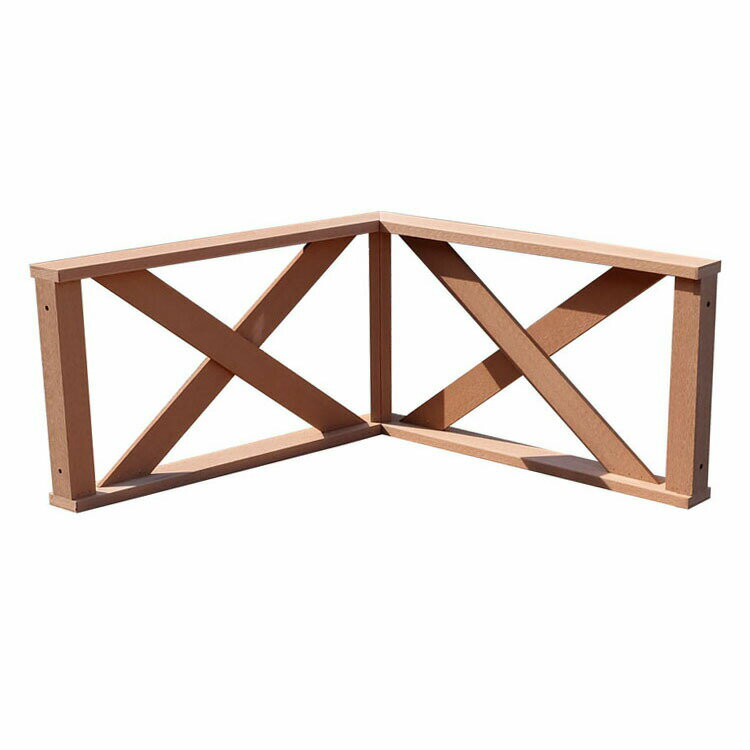 ウッドデッキフェンス 樹脂製 X型高さ45cmフェンス コーナー [2枚セット] ライトブラウン◯ 2xn ガーデン匠樹脂製 W900×D86×H450|ガーデンファニチャー ウッドデッキ 人工木 置くだけデッキ アウトドアリビング