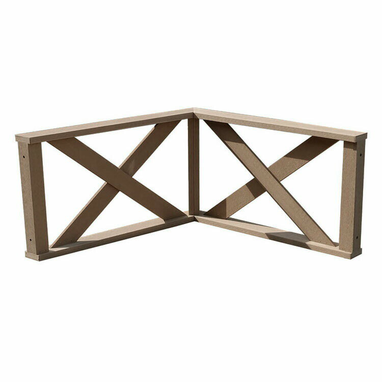 ウッドデッキフェンス 樹脂製 X型高さ45cmフェンス コーナー [2枚セット] チョコレートブラウン■ 2xdb ガーデン匠樹脂製 W900×D86×H450|ガーデンファニチャー ウッドデッキ 人工木 置くだけデッキ アウトドアリビング