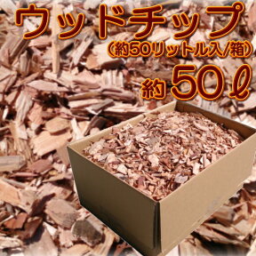 皮付ウッドチップ（木チップ）約50L（50リットル）入/箱【マルチング材】【家庭菜園】【バークチップ】