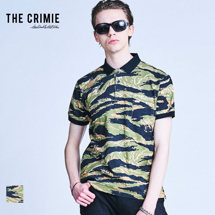 30% OFF SALE【公式】 CRIMIE クライミー TIGER CAMO POLO SHIRT CR1-02A1-CS23 トップス ポロシャツ Tシャツ アメカジ ストリート 春 春夏 夏服 半袖 メンズ ブラック 黒 タイガー迷彩