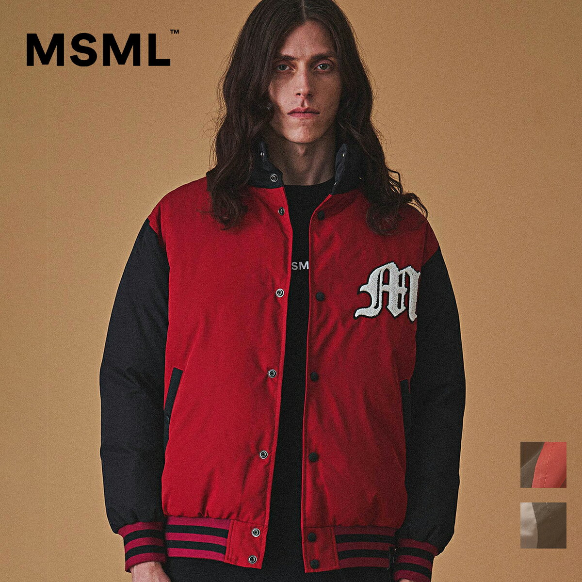 クライミー スタジャン メンズ SALE【公式】MSML エムエス STADIUM JACKET ロゴ ワッペン スタジャン ジャケット 中綿 メンズ ブランド 大人 ブラック ブラック×レッド