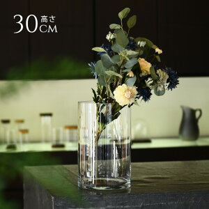 花瓶 ガラス EUROグラス 直径19×高さ30cm クリアー フラワーベース 大きな 北欧 ヨーロッパ シンプル 円柱 花器 透明 大きい 大型 おしゃれ 【送料無料】