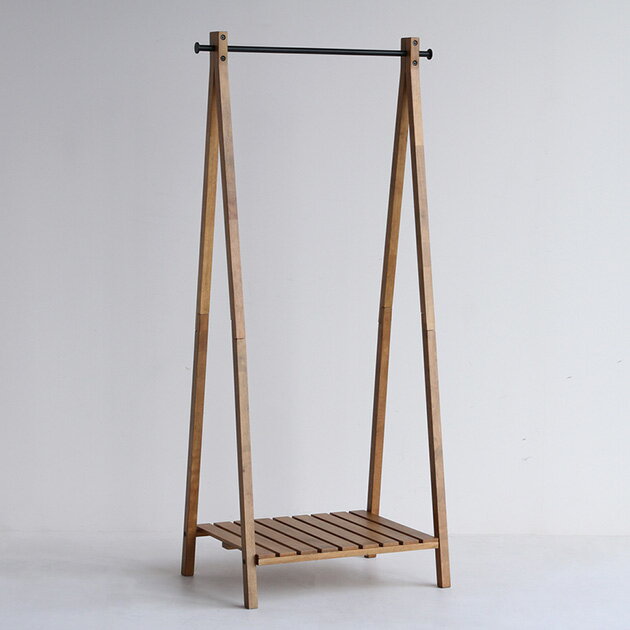 Rasic ラシック Hanger Rack ナチュラル ハンガーラック 木製 棚付き おしゃれ ヴィンテージ レトロ コ..