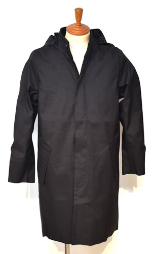 Norwegian Rain ノルウェージャンレイン”BRUSSELS HOMME” / ブリュッセルオム フーデッドマオカラーコート MIXED BLACK【426-0252056 BRUSSELS HOMME】
