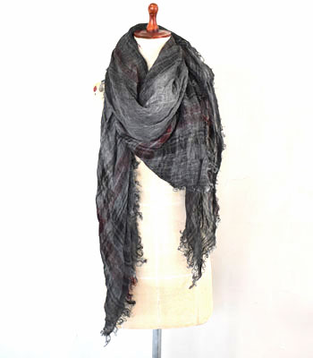 23ss_forme d 039 expression / フォルム デ エクスプレッション Linen Tartan Scarf リネンタータンスカーフ 【HX017 BOBG】【MEN 039 S / WOMEN 039 S】