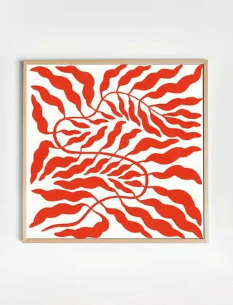 Rakuten - 【閉店SALE！感謝のお値引きクーポン発券中】Fine Little Day ファインリトルデイ ポスター ORANGE RED LEAF 50×50cm 北欧 スウェーデン おしゃれ Linnéa Andersson