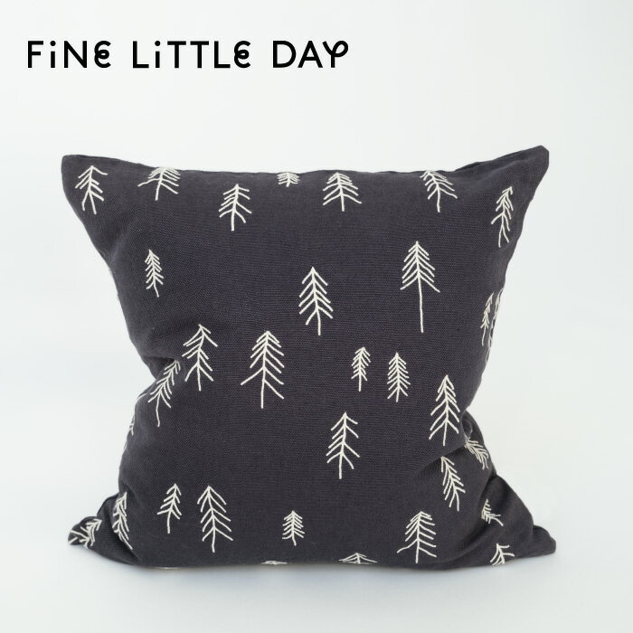 Fine Little Day ファインリトルデイ クッションカバー TALL ANTHRACITE BLUE 48×48cm タール ブルー 刺繍 メール便 送料無料 北欧 スウェーデン 麻 リネン おしゃれ かわいいのサムネイル
