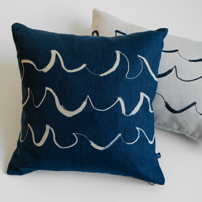 Fine Little Day ファインリトルデイ クッションカバー WAVE BLUE 48×48cm 送料無料 北欧 スウェーデン 麻 リネン おしゃれ かわいい [3]