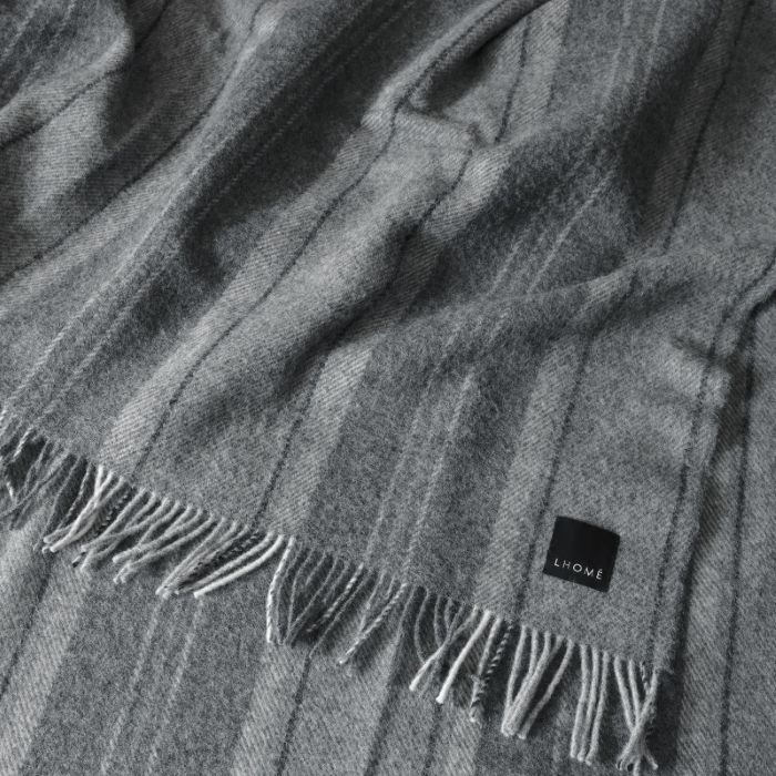 LHOME ロメ ブランケット ルチアーノ 130×190cm　ウール100％ 天然素材 ダークカラー ストライプ模様リトアニア ユニセックス　おしゃ..