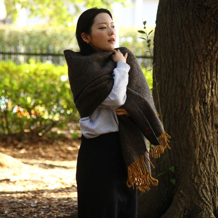 楽天GARDINER【新商品】KLIPPAN/クリッパン　ストール　ZIGZAG（ジグザグ）ダークブラウンW65×L200cm エコラムウール 天然素材 北欧 おしゃれ 送料無料 マフラー