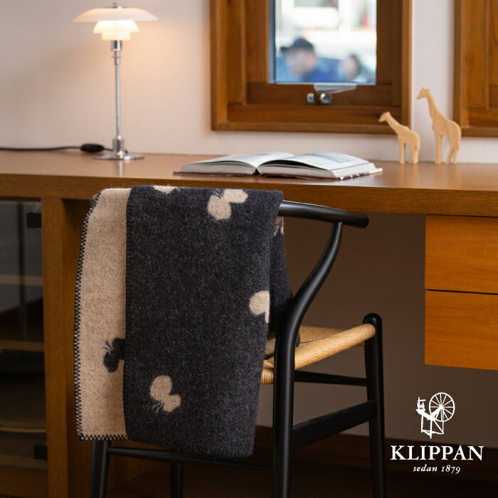 KLIPPAN クリッパン ウール ミニブランケット CHOUCHO ブラック W65×L90cm mina perhonen ミナペルホネン エコラムウール 天然素材 北欧 おしゃれ 送料無料 ひざかけ