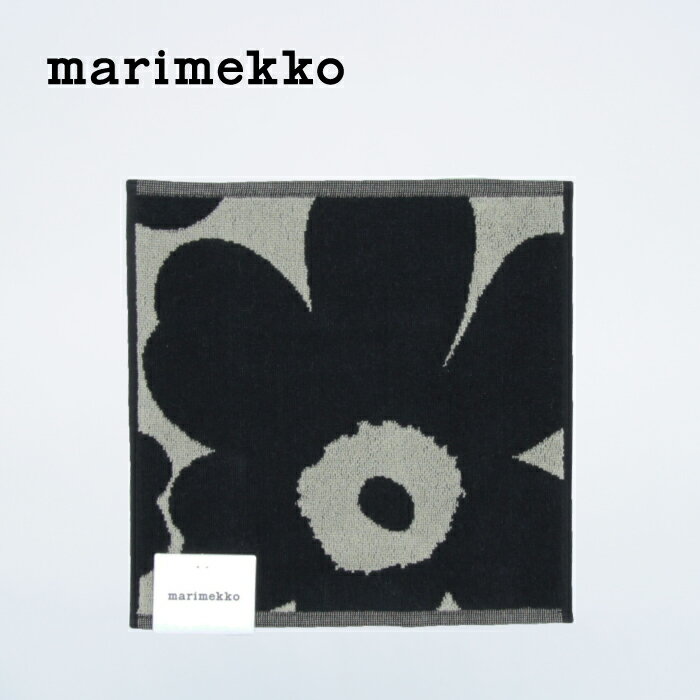 marimekko / マリメッコ Unikko / ウニッコ ミニタオル 30×30cm ブラック×サンド 北欧 フィンランド 正規輸入品 おしゃれ かわいい 花 メール便