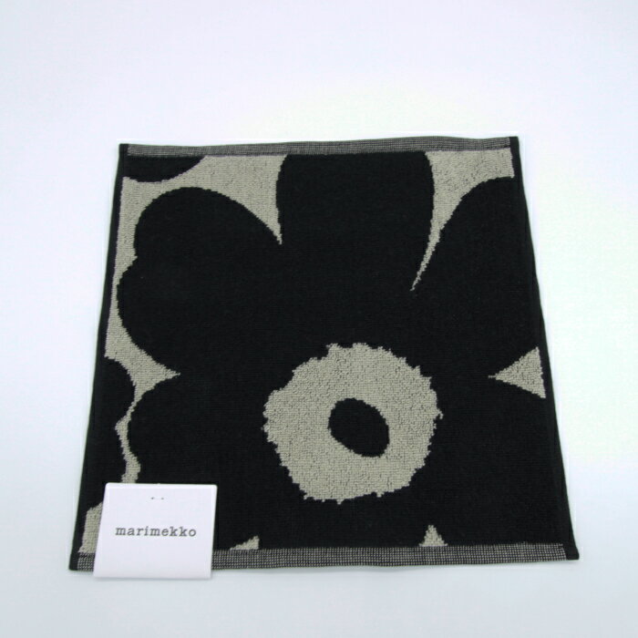 marimekko / マリメッコ Unikko / ウニッコ ミニタオル 30×30cm ブラック×サンド 北欧 フィンランド 正規輸入品 おしゃれ かわいい 花 メール便