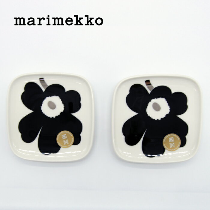 marimekko / マリメッコ Unikko / ウニッコ プレートセット ブラック×シルバー 北欧 フィンランド 正規輸入品 おしゃれ かわいい 花のサムネイル
