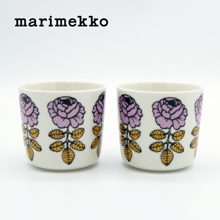 marimekko / マリメッコ Vihkiruusu コーヒカップセット ホワイト×ピンク ラテマグ ヴィヒキルース 北欧 フィンランド 正規輸入品 おしゃれ かわいい 花のサムネイル