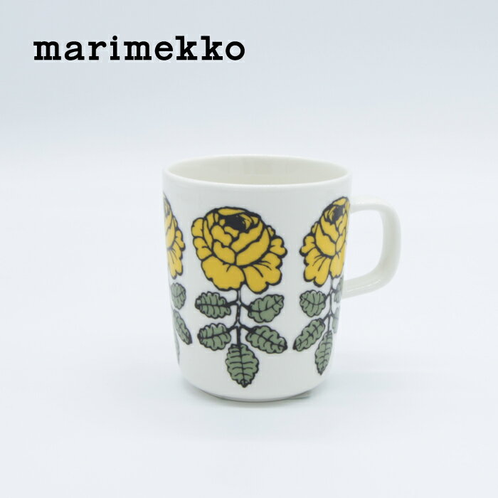 marimekko / マリメッコ Vihkiruusu マグカップ イエロー×ホワイト ヴィヒキルース 北欧 フィンランド 正規輸入品 おしゃれ かわいい キッチン