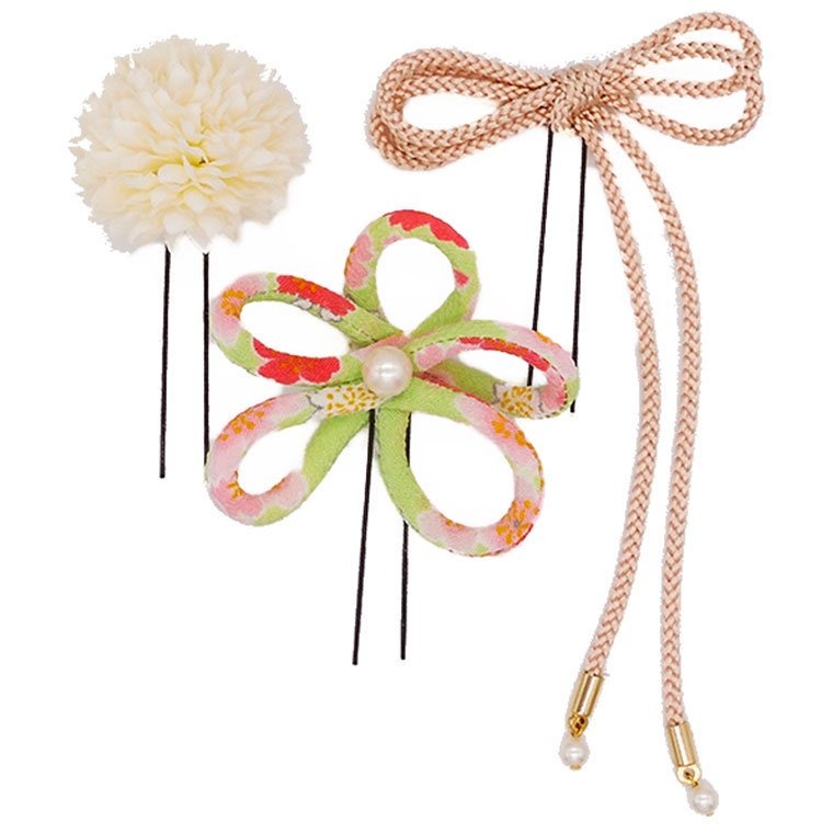 花とリボンの髪飾り4　Uピンセット：gargle（ガーグル） 和シリーズ