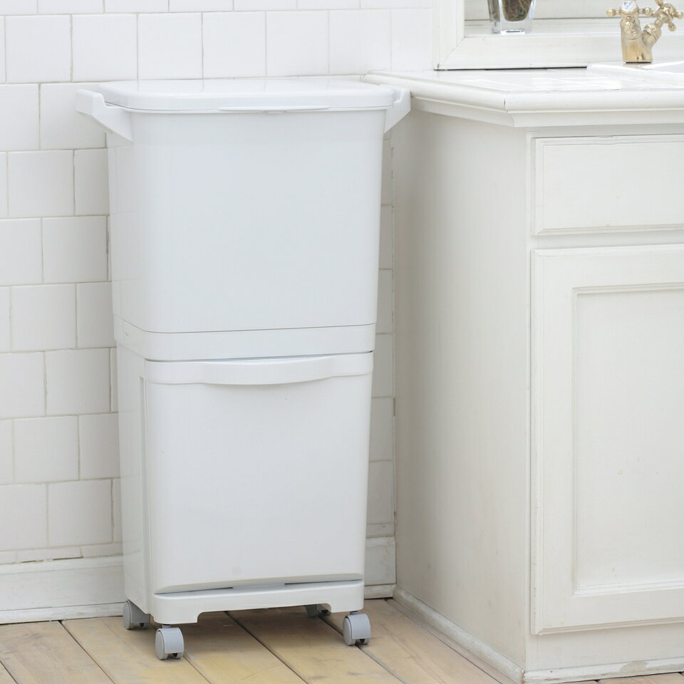 樂天商城 - 500円OFFクーポン配布中 04/29(水)00:00〜 縦型分類ワゴンペール45S キッチン シンプル デザイン インテリア 雰囲気 下段 容器 サイド フック ゴミ 不燃ゴミ ビン 分類 掃除 移動 簡単 キャスター