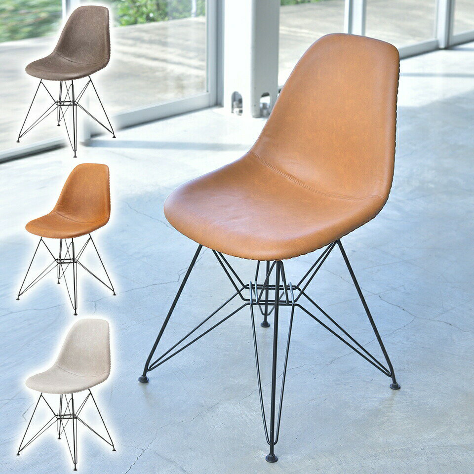 樂天商城 - 500円OFFクーポン配布中 04/19(日)00:00〜 チェア ダイニングチェア 直線 スチール 丸み フォルム ソフトレザー 背もたれ 対照 組み合わせ デザイン 椅子 パーソナルチェア いす イス おしゃれ かわいい リビング