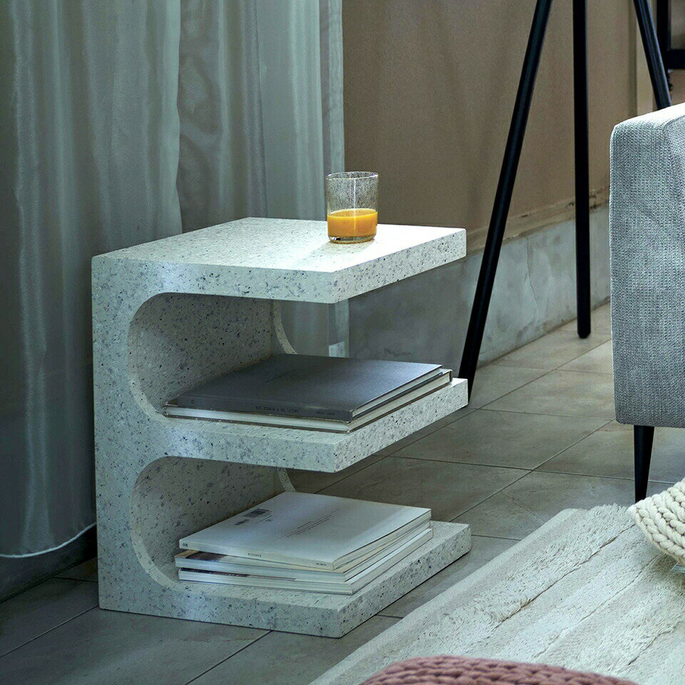 樂天商城 - 500円OFFクーポン配布中 04/29(水)00:00〜 サイドテーブル テラゾー 模様 トレンド 凹凸 外側 直線 フォルム アーチ 丸み デザイン 可愛らしい 自由 レイアウト