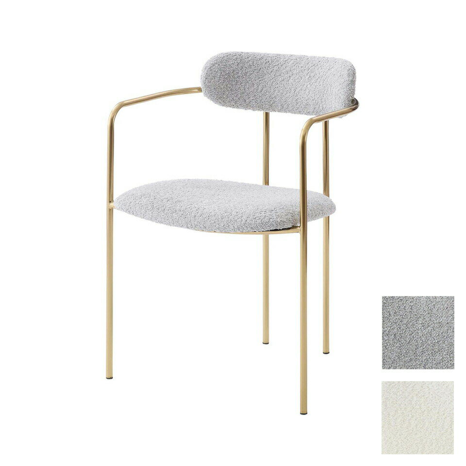 【9ヶ月保証付】 アームチェア ゴールドメッキ 加工 フレーム 可憐 ゴージャス 雰囲気 チェア ポリエステル 生地 なめらか 心地よい