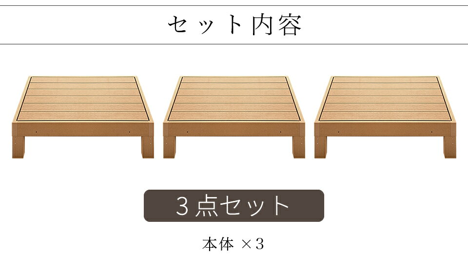 縁台 ウッドデッキ 人工木 3点セット 0.75坪 人工木材 ステップ 階段 樹脂 アルミ ...