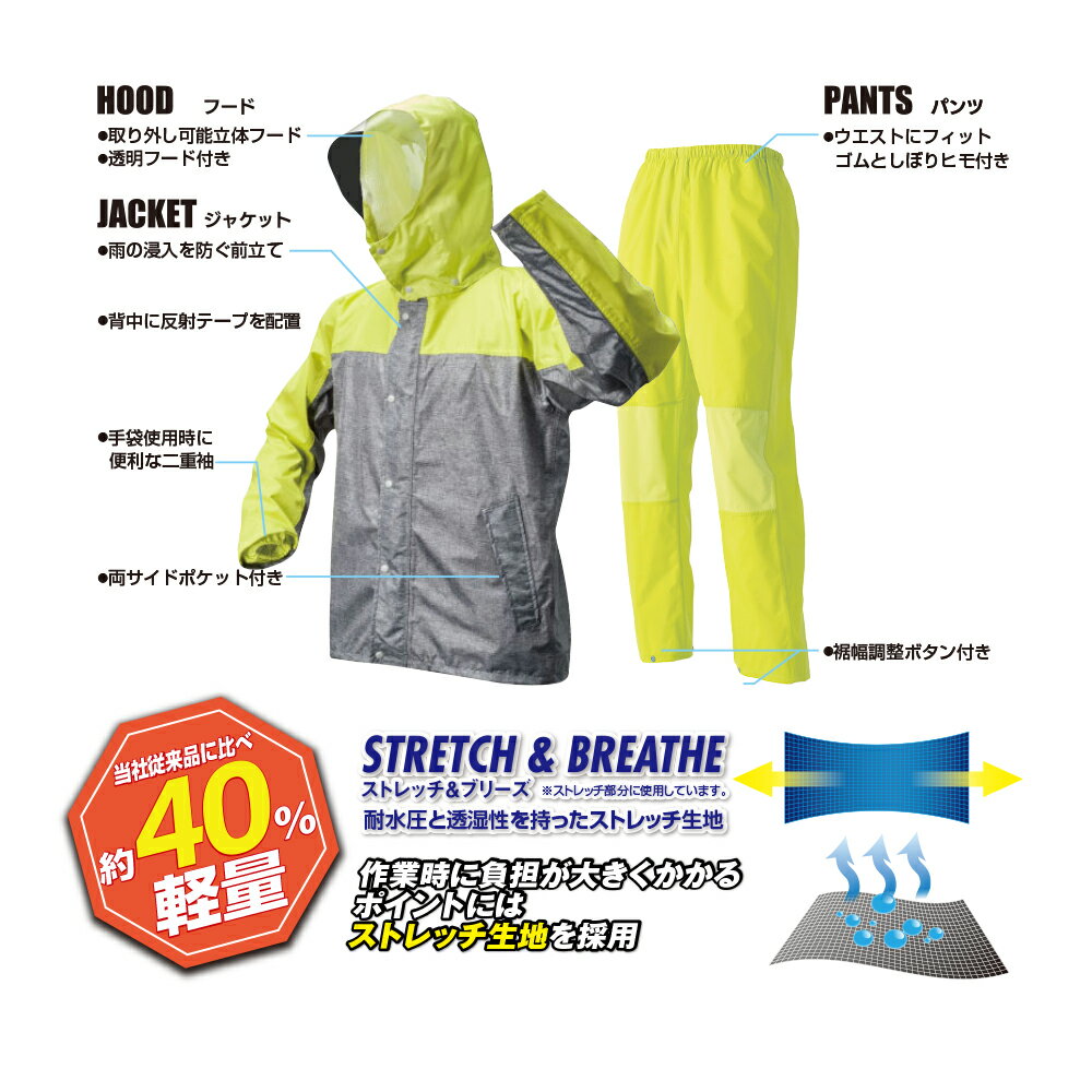 アイトス レインスーツ グレー M 562407【お寄せ品、返品キャンセル不可。欠品終売時連絡あり】