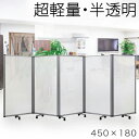 【ボーナスSALE開催中】【半透明 90×5連】業務用 パーテーション キャスター付き 5連 仕切 幅450cm 高さ180cm ポリカーボネート 折りたたみ ...