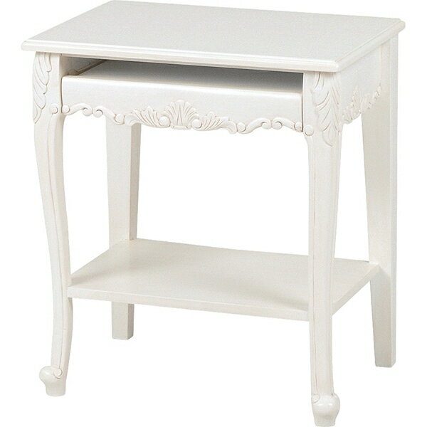 パソコンテーブル アンティークホワイト テーブル アンティーク調 アンティーク風 家具 エレガント 彫刻 ねこ 味わい アンティーク パソコン