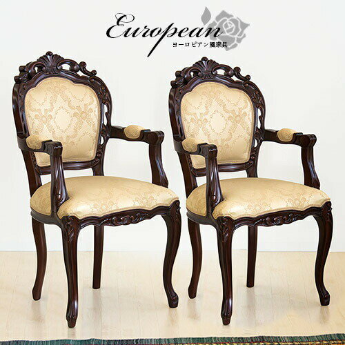 マホガニー 肘掛け付き ダイニングチェアー 2脚セット アンティーク調 猫脚チェアー 姫家具 ブラウン 茶 チェアー 椅子 アンティーク調チェアー/木製/通販/送料無料 新生活 組立不要メーカー希望小売価格はメーカーサイトに基づいて掲載して...