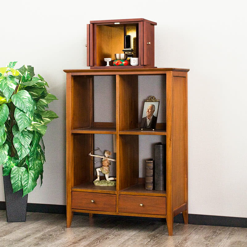 仏壇台 幅62.5 天然木 完成品 インテリア仏壇 ミニ仏壇 台 モダン ミニ ラックチェスト 奥行33.5 高さ86 黄金比 ワイド 奥深 木製 北欧 アンテ...