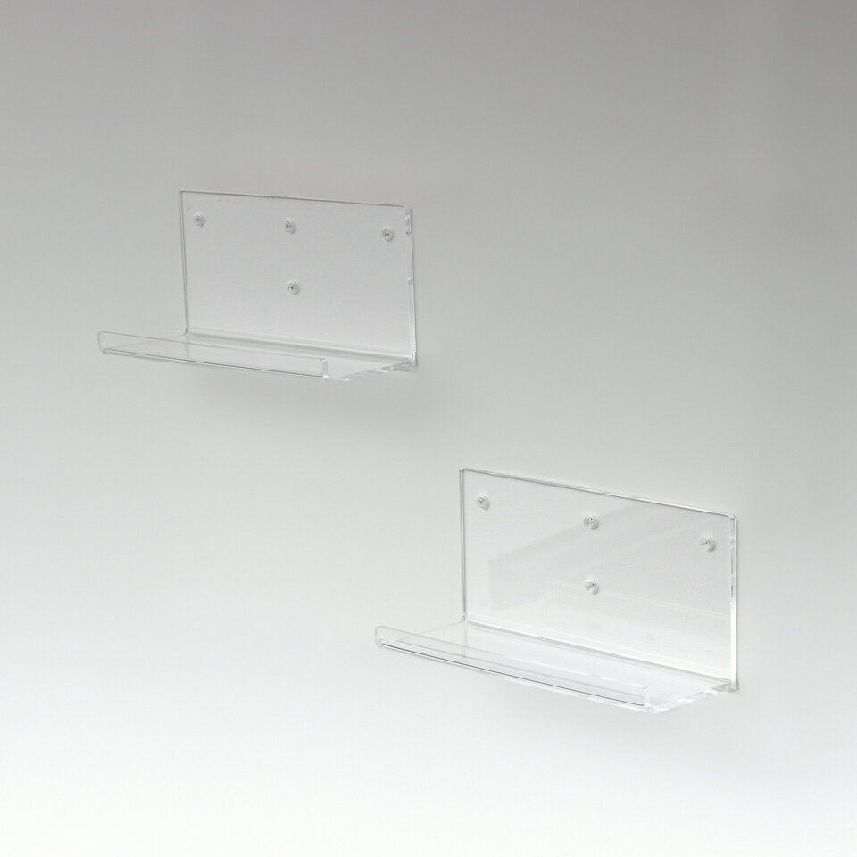アクリリック ウォールシェルフ W38深型2個組 棚 ピン止め 賃貸 工具不要 壁掛け 飾り棚 ウォールラック 透明