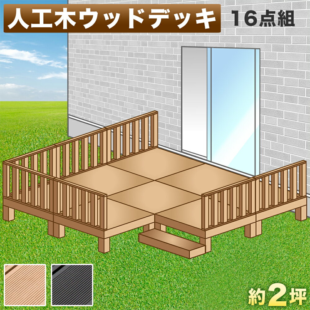 最大3000円OFFクーポン配布中 03/20(金)20:00〜 ウッドデッキ 人工木ウッドデッキ 15点セット 4帖 2坪 人工木材 ステップ 階段 樹脂 アルミ パネル 置くだけ 大型 ブラウン ウッドデッキ 腐りにくい 頑丈 丈夫 縁台 デッキ ウッドデッキタイル 幅360cm 幅180cm ロータイプ