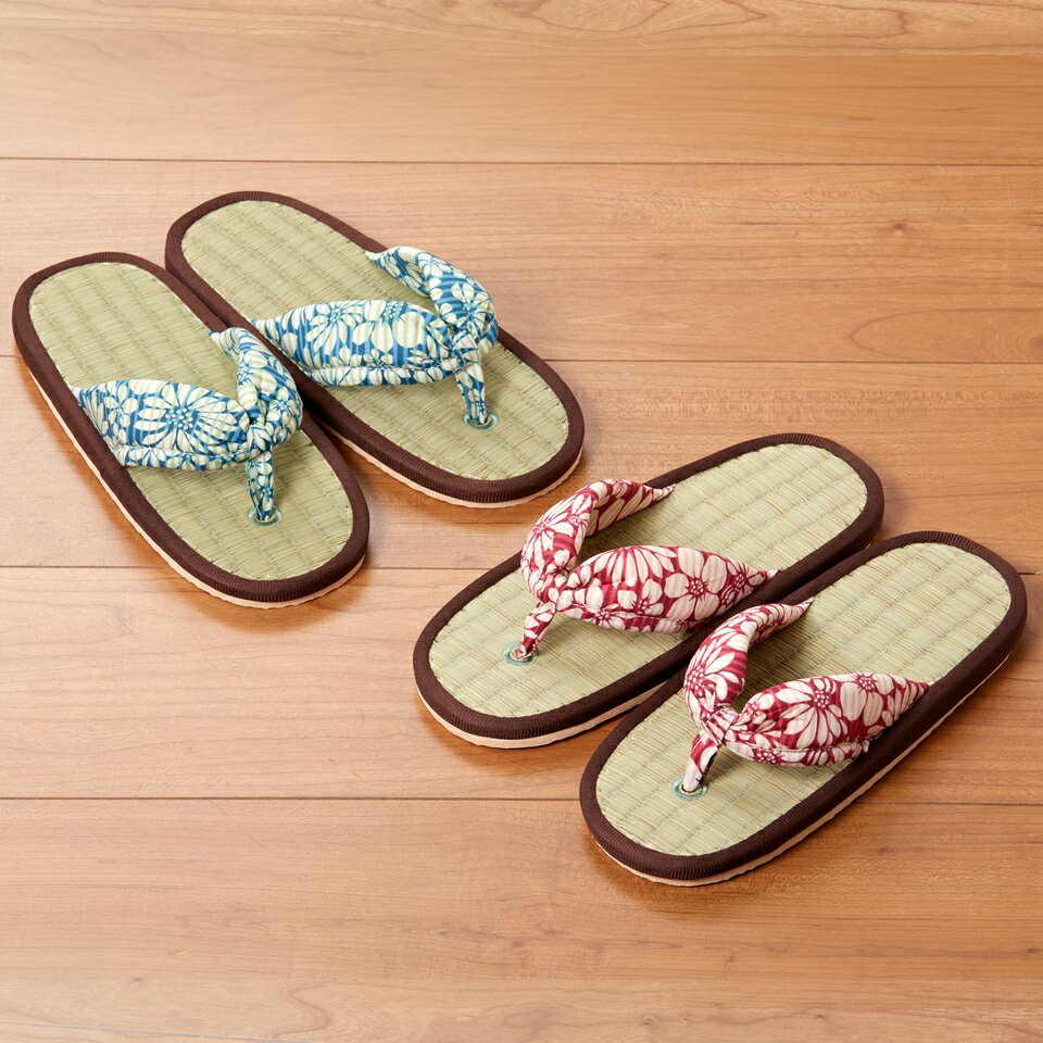 樂天商城 - 500円OFFクーポン配布中 04/29(水)00:00〜 い草ぞうりスリッパ レースフラワー 2色組