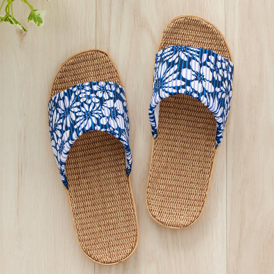 樂天商城 - 500円OFFクーポン配布中 04/24(金)20:00〜 ジュートスリッパ レースフラワー ブルー