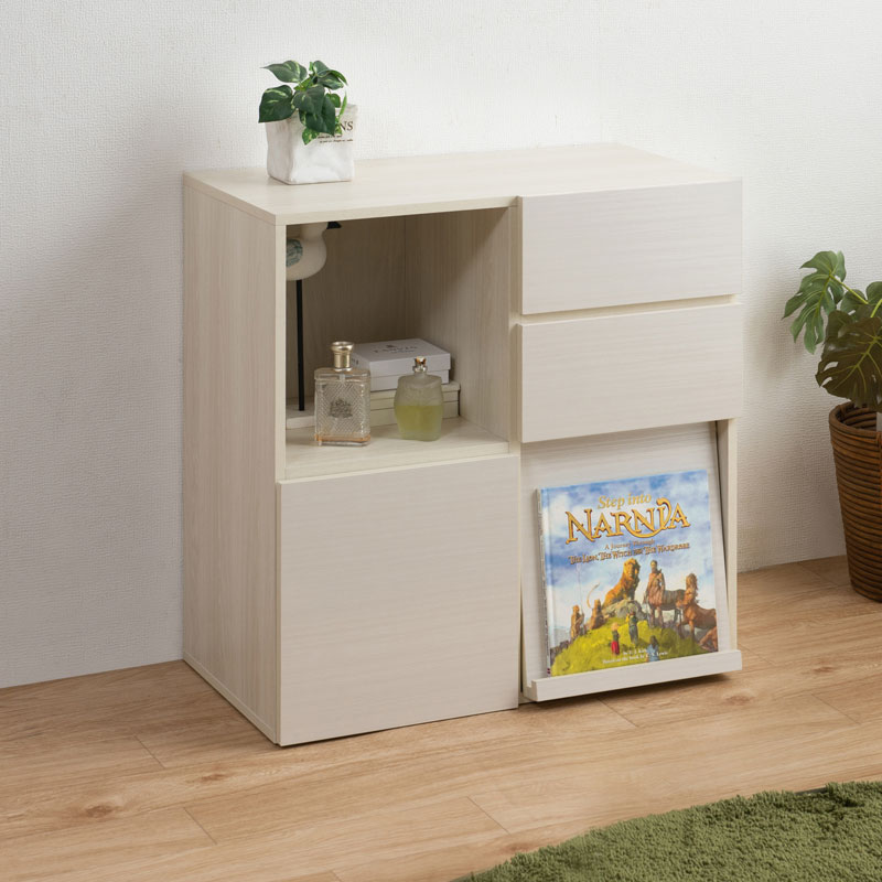 【SANDY】新登場！買い足し積み重ねができるスクエアキャビネット 幅70 奥行40 高さ70 リビングボード ミックスタイプ レコード収納　ホワイト ナチュラル キッチン収納 北欧 シンプル キッチン家具 リビング