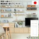 【ボーナスSALE開催中】突っ張り壁面収納 無段階調整2枚棚オープンラック 幅89.5cm マリンナチュラル