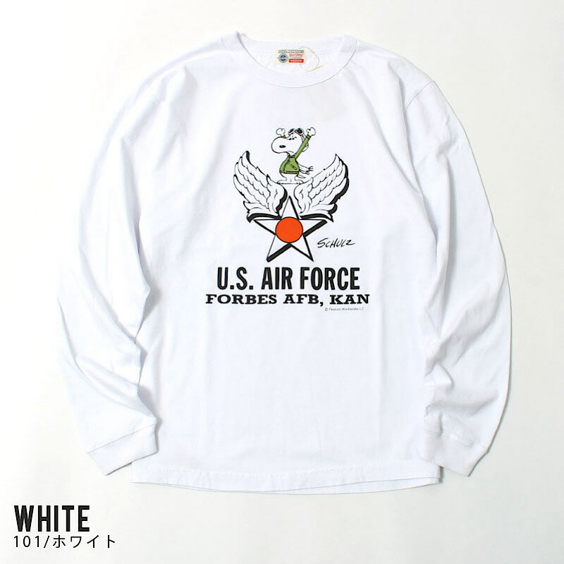 【 BUZZ RICKSON'S / BR69275 】 【 バズリクソンズ / ピーナッツコラボプリントロンT "FORBES AFB,KAN" 】 メンズ 長袖Tシャツ トップス ロンティー アメカジ レトロ