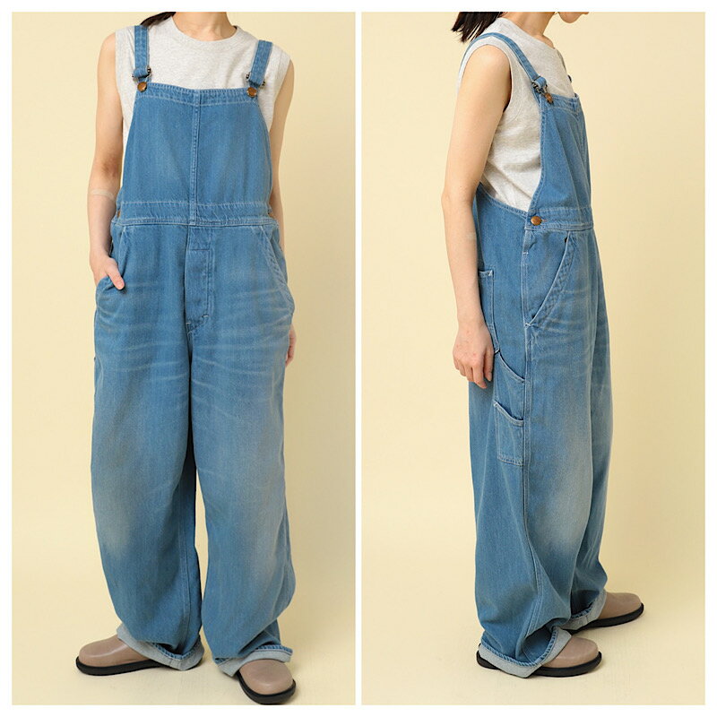 【 RNA-N / O-0741 】【 アールエヌエーエヌ / スフレデニムオーバーオール 】 レディース オーバーオール サロペット オールインワン ボトムス ナチュラル シンプル ゆったりO0741